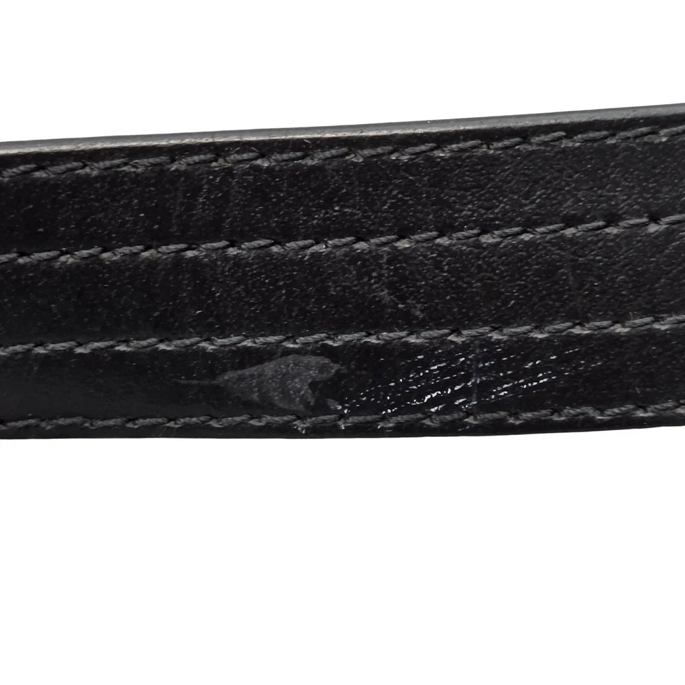 Triple Stitched Black Leather Belt Mens 42 Black Casual Classic Rugged Workwear